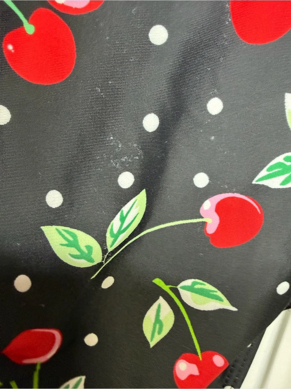 Retro Cherry Print Black One-Piece Swimsuit